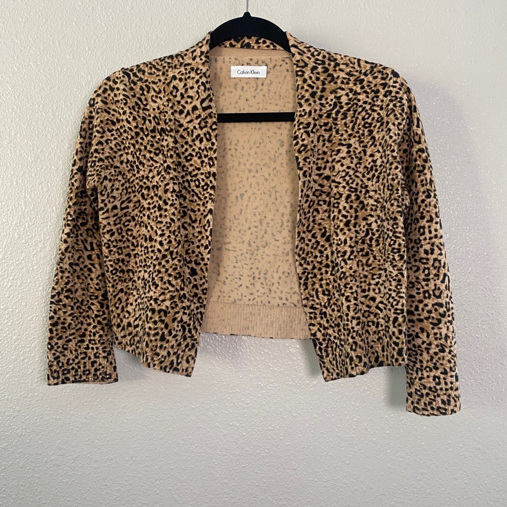 Cheetah Print Cardigan Medium Y2K‎ Animal Print Bratzcore McBling Cropped Funky